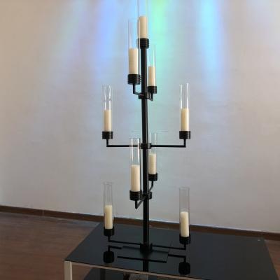 China ZT-522B Contemporary luxury black meta party decoration tall candelabra for table centerpieces for sale