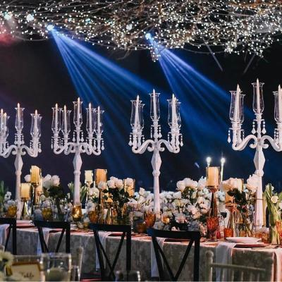 China Wedding table decoration ZT-010W crystal white 5am candelabra for wedding table centerpiece for sale