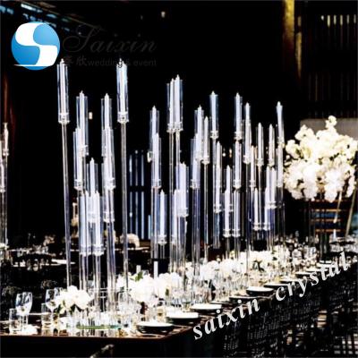 China Wedding Decoration Centerpieces ZT-323-S Customize Candlesticks Wedding Table Glass Crystal Wedding Candle Holders for sale