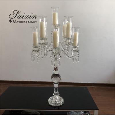 China ZT-367 Gorgeous Crystal Ball Globe Candelabra For Wedding Decoration Centerpiece for sale