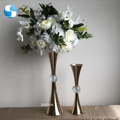 China ZT-450 European Style Party Home Metal Flower Stand Vase For Wedding Gold Silver for sale