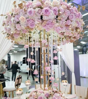 China ZT-450 Large Round Tall Event Double Layer Metal Flower Stand For Big Event Wedding Party for sale