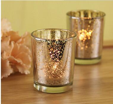 China Wedding Plant Rose Silver Gold Mercury Tea Light Candle Holders Wedding Centerpiece for sale