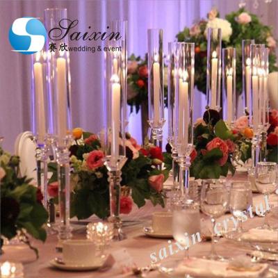 China ZT-003T European style hurricane crystal candle holder set to wedding table centerpieces decoration for sale