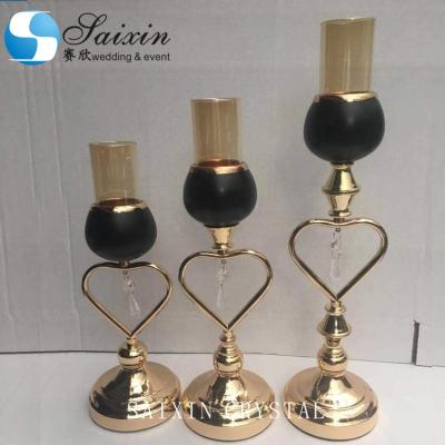 China Factory sale european handmade style vase antique black gold candle holder for wedding for sale