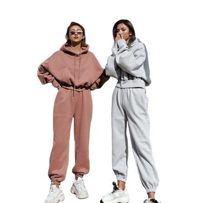 China Factory Supply Hot Sales Autumn&Winter Thick Long Joggers Women's Hoodies Breathable Set for sale