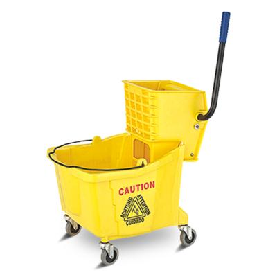 China 36 Liters High Quality Practical Wholesale Plastic Yellow Bucket Squeeze Broom Cutter Water Broom for sale