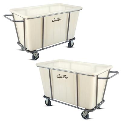 China Recyclable Plastic White Trolley Cart Hotel Room Restaurant Cart Laundry Cleaning Equipment for sale