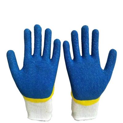 China Agriculture 10G cotton liner latex ply coated plam boarding and treatment stacking working gloves for sale