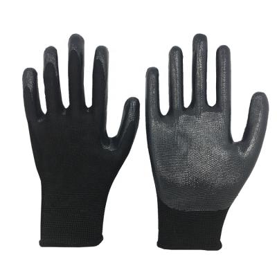 China Agriculture 13G Black Polyester Coating Black Nitrile Coated Work Garden Gloves for sale