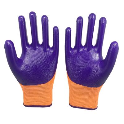 China Purple Agriculture Nitrile Gloves Full Coated Nitrile Gloves Mechanic Gloves for sale