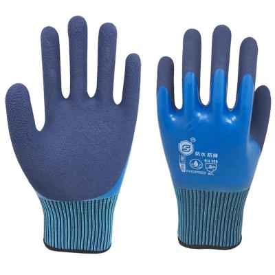 China Agriculture latex double dipped factory price coating en388 waterproof double latex glove for sale