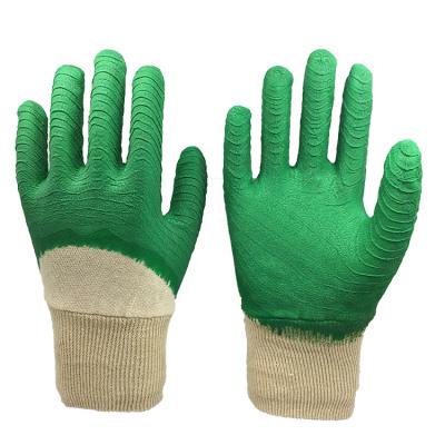 China Hot Selling Heavy Duty Agriculture Gloves Cotton Jersey 3/4 Latex Coated Knit Wrist Gloves for sale