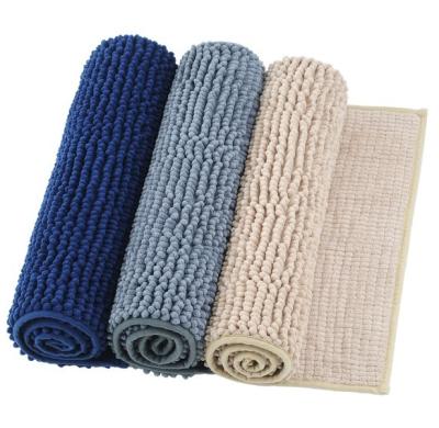 China Anti-Bacteria Bathroom Shag Chenille Bath Mat Slip-Resistant Mat Extra Soft Covers And Absorbent Bath Cover For Shower Room Machine Washable Quick Dry for sale