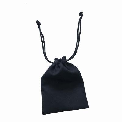 China 200gsm Jewelry Storage Jewelry Suede Pouch Black Jewelry Pouch With Drawstring for sale