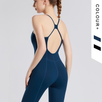 China Breathable Gym Backless Criss-Cross Workout Criss-Cross Fitness Mujer Overalls Sports Women Yoga One-Piece Suit for sale