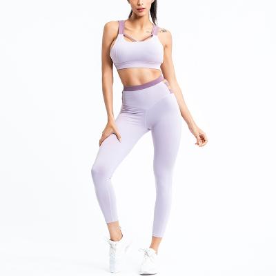 China 2021 Breathable Yoga Set Ladies Quilted Yoga Bra And Leggings Comfortable Plus Size Yoga Set for sale