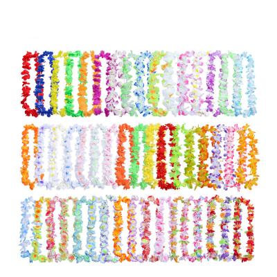 China 2022 Party Decoration Hanging Leis 0.9-1m Long Artificial Silk Leis Hawaiian Garland Flower Garland for sale