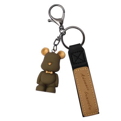 China Decoration Europe and America Hot Selling Key Ring Female Male Cute Gift Bear Doll Resin Link Backpack Ornaments PVC Hanging Key Chain Penda for sale