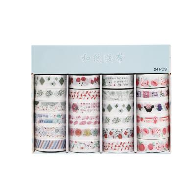 China 24rolls Set Decoration Art Design Custom Printing Washi Waterproof Colorful Tape for sale