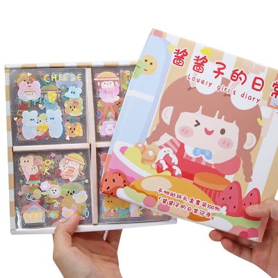 China Creative Waterproof Milk Bear Rabbit Cartoon Sticker Hand Account Stickers Hand Account Gift Box for sale