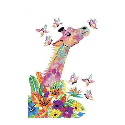 China Wholesale Custom Hand Painted Colorful Abstract Giraffe DIY Interior Wall Decor Painting By Numbers Animal for sale