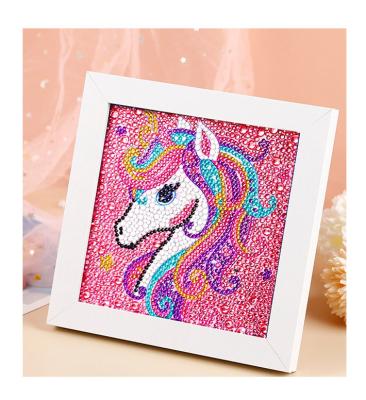 China Waterproof + Canvas Eco-friendly Diamond Painting Kit Home Decor 5d Diy Round Kids Diamond Painting With Frame Cartoon Unicorn Children Gift for sale