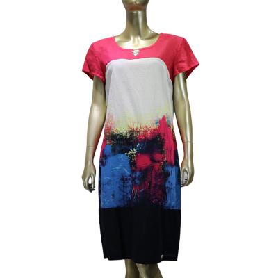 China spring summer breathable dress/artistic oil painting dress/blue dress for sale