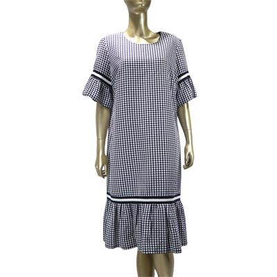 China Breathable Plaid Dress Women Business Causel Plus Size Dress / Fishtail Dress for sale