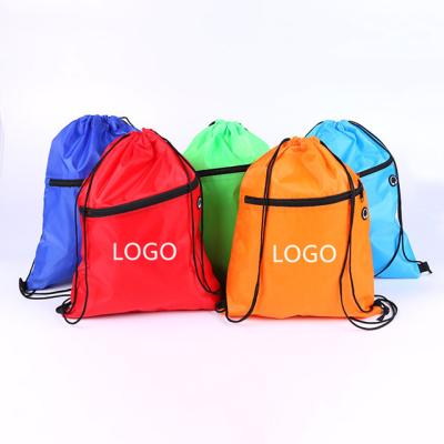 China Fashion Custom 210D Nylon Polyester Waterproof Logo Rope Football Basketball Backpack Printed Drawstring Bag for sale