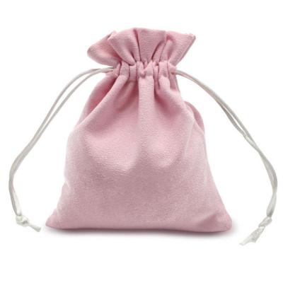 China Custom Luxury Rose Velvet Gift Jewelry Drawstring Bag Cosmetic Pouch With EmbroideryPrint Logo for sale