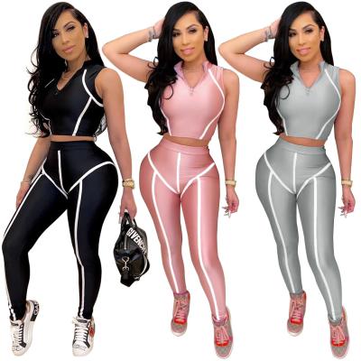 China Anti-wrinkle 2021 new hot style women's yoga tights autumn spliced ​​striped suit for sale