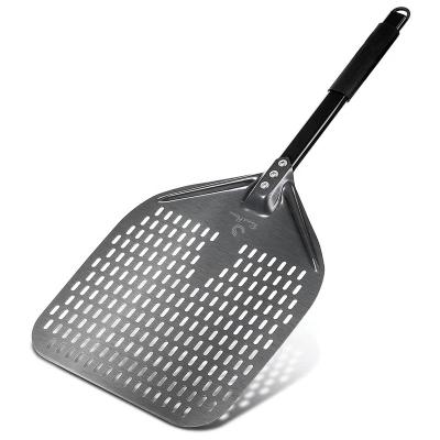 China Viable Efon Perforated Spinning Skin 12 Inch Rectangular Pizza Shovel Short Aluminum Pizza Peel Paddle Pizza Hard Coating Tool for sale