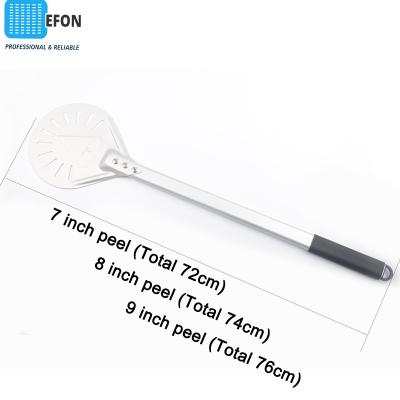 China Efon long workable handle 7 8 9 inch perforated pizza peel aluminum pizza scoop handle non-slip pizza turning tool for sale