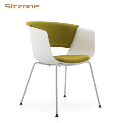 China Detachable Furniture Low Price Round Shape Seat Cover Cheap Plastic Leisure Office Visitor Chair for sale