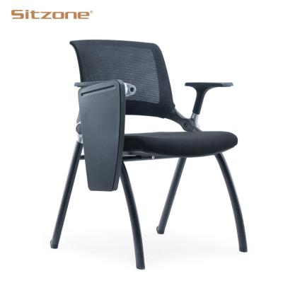 China Collapsible Folding Adult Classroom Chairs Conference Training Chair With Notepad Tablet for sale