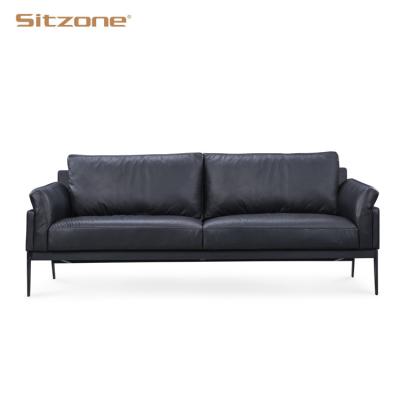 China Hot Sale Traditional Home Sofa Set Furniture Modern Black Leather Sofa For Office for sale