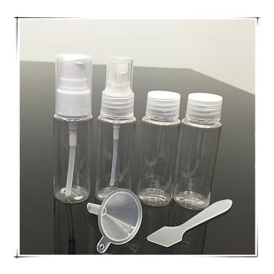 China Spray bottle transparent PVC screw cap bottle travel bag PET use cosmetic bottle kit for sale