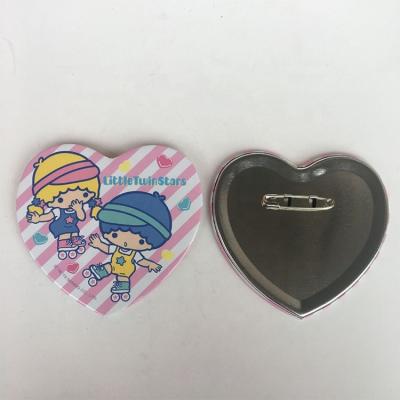 China Gifts / Souvenir Custom Heart Shaped Security Pin Advertising Back Blank Tin Button Badge for sale