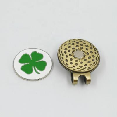 China Golf Ball Marker Cap Clip No Mold Fee Magnetic Golf Cap Clip With Clover Ball Marker for sale