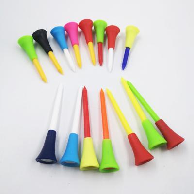 China Bamboo Golf Tees Rubber Plastic Wooden Golf Tees +plastic Golf Tees for sale