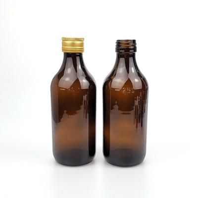 China Beverage / Medicine Wholesale Bottle 250ml Empty Long Neck Amber Pharmaceutical Glass Oral Liquid Bottle Syrup Bottle for sale