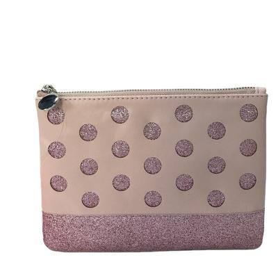 China Factory OEM Large Capacity BSCI Makeup Bag PU Travel Dot Toiletry Bag Custom Women's Glitter Cosmetic Bag for sale