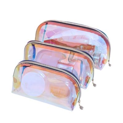 China Custom Clear PVC Waterproof Cosmetic Bag Waterproof Holographic Cosmetic Bag Holographic Cosmetic Bag With Zipper for sale