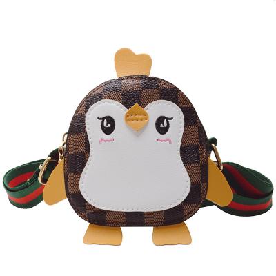 China Daily Penguin Kids Coin Purse Cute Kids Girl Messenger Bag Square Pu Leather Cross - Body Shoulder Bag for sale