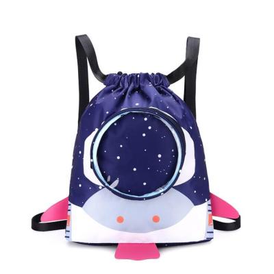 China New Arrival Large Capacity Astronaut Cartoon School Children Waterproof Drawstring Bag, Toddler Neoprene Drawstring Bag For Kids for sale