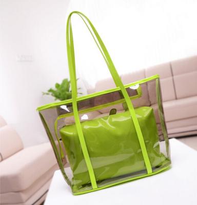 China Custom Printable Logo PVC Bag Girl's Fashion Summer Transparent Beach Bag for sale