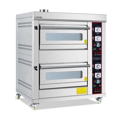 China Commercial Vegetable Processing Plant Bakery Equipment 2 Decks 2 Trays Gas Pizza Baking Oven For Baking Bread (LHQ-202J) for sale