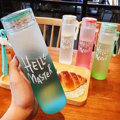 China Viable Wholesale Colored Glass Water Bottle Frosted Glass Water Bottle for sale