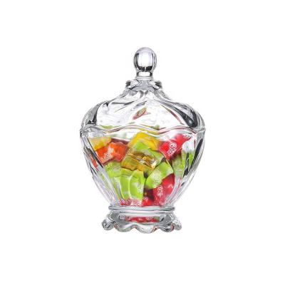 China export heatable special elegant standard competitive price quality control design pattern candy glass jar with glass lid for sale